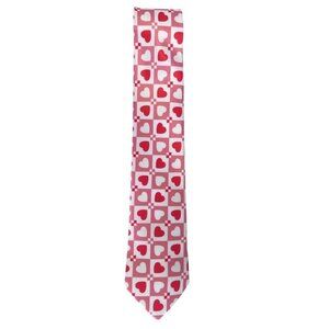 Jacob Alexander Mens Pink & Red Heart Pattern Tie & Pocket Square Set